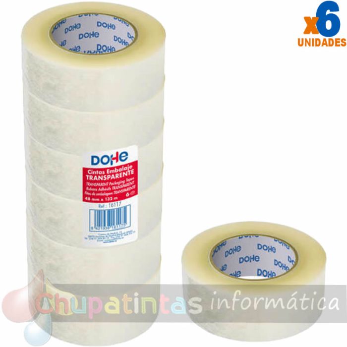 Dohe Precinto de Polipropileno Resistente 48mmx132m - Adhesivo Potente - Transparente