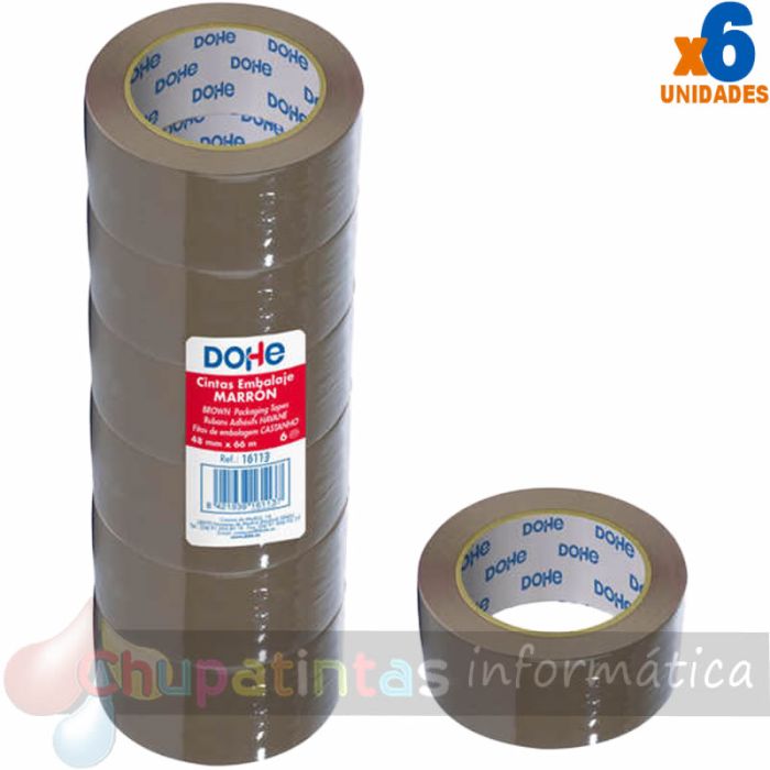Dohe Pack de 6 Precintos de Polipropileno - Medidas 48mm x 66m - Color Marrón