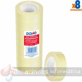 Dohe Pack de 8 Cintas Adhesivas Transparente de Polipropileno 19mm x 33m