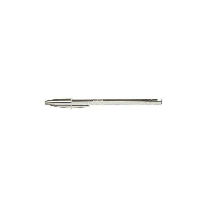 Bic Cristal Shine Boligrafo de Bola - Punta Media de 1.0mm - Tinta con Base de Aceite - Elegante Cuerpo Plateado - Color Negro - Caja de 20 ud