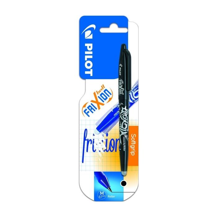 Pilot Frixion Ball Pack de 1 Boligrafo de Gel Borrable - Punta de Bola 0.7mm - Trazo 0.4mm - Grip Ergonomico - Color Negro