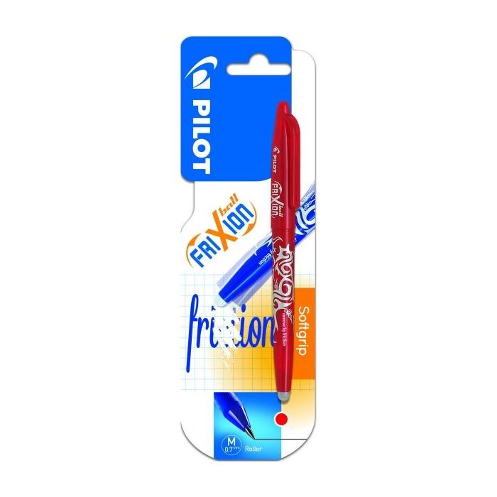 Pilot Frixion Ball Pack de 1 Boligrafo de Gel Borrable - Punta de Bola 0.7mm - Trazo 0.4mm - Grip Ergonomico - Color Rojo