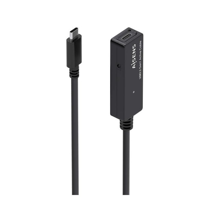 Aisens Cable USB 3.2 Gen1x1 Prolongador con Amplificador - USB-C/M-USB-C/H - 10m - Color Negro