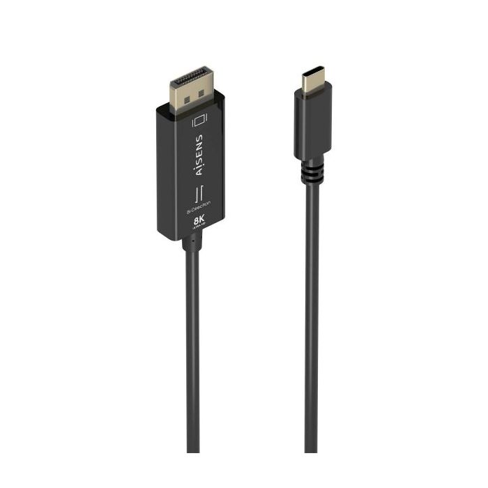 Aisens Cable Conversor Bidireccional USB-C a Displayport 8K@60Hz - USB-C/M-DP/M - 1.8m - Color Negro