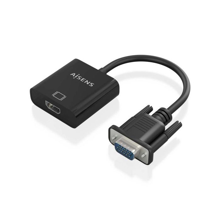 Aisens Cable Conversor SVGA+Audio a HDMI - SVGA/M+Jack 3.5/H+USB Microb/H-HDMI A/H - 20cm - Color Negro