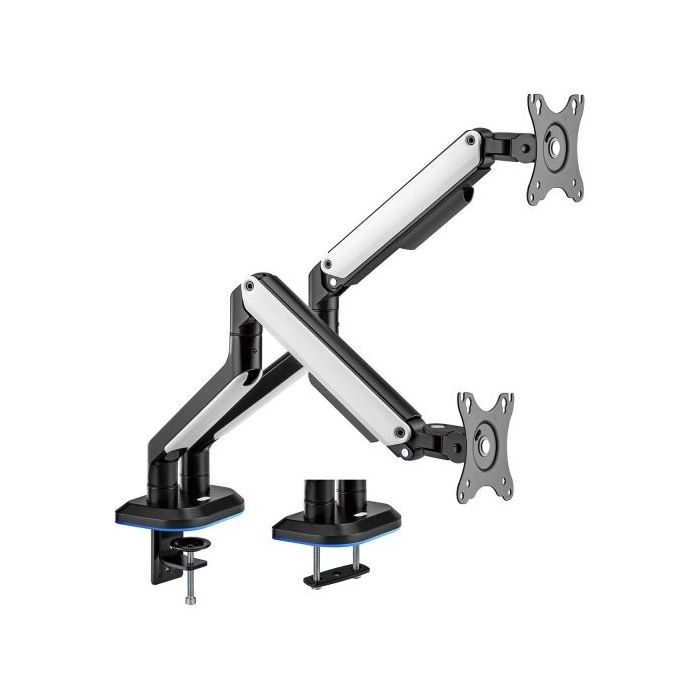 Aisens Soporte de Mesa RGB Gaming Contrapeso Giratorio e Inclinable para Monitor/TV 9Kg (3 Pivotes - 2 Brazos) de 17-32" - Color Varios