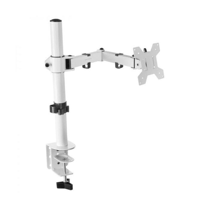 Mars Gaming MARM1 Soporte de Monitor - Brazo Articulado - Altura Ajustable - Gestion de Cables - Compatible VESA - Instalacion Rapida - Estabilidad Optima - Color Blanco