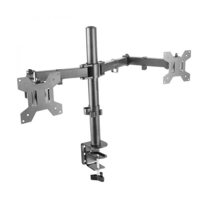 Mars Gaming MARM2 Soporte Monitor Dual - Brazos Articulados - Gestion de Cableado - Ajuste de Altura - Estructura Robusta - Rotacion 360º - Color Negro