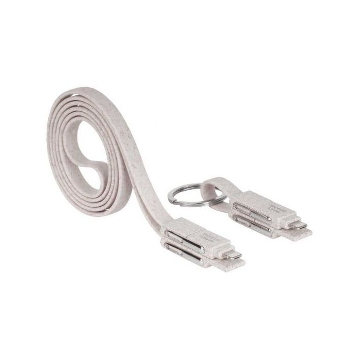 Mars Gaming MCA-ECO Pack de Cables Ecologicos - Fibra de Trigo - Antienredos - Carga Ultrarrapida 3.1A - Transferencia 480Mbps - Empaque Reciclado - Color Blanco