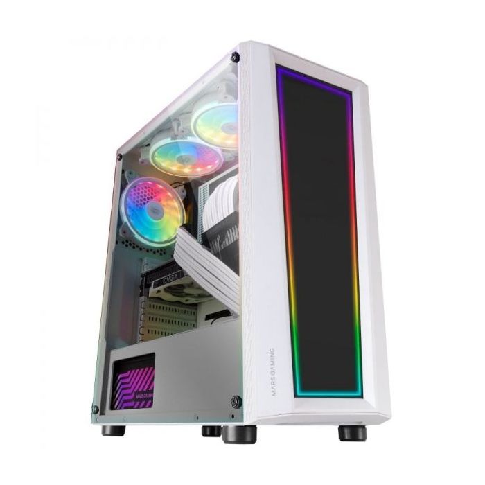 Mars Gaming MC-ART Caja Personalizable - Paneles Dibujables - Iluminacion ARGB 12 Modos - Refrigeracion Avanzada - Compatible con Placas ATX/MicroATX/Mini-ITX - Color Blanco