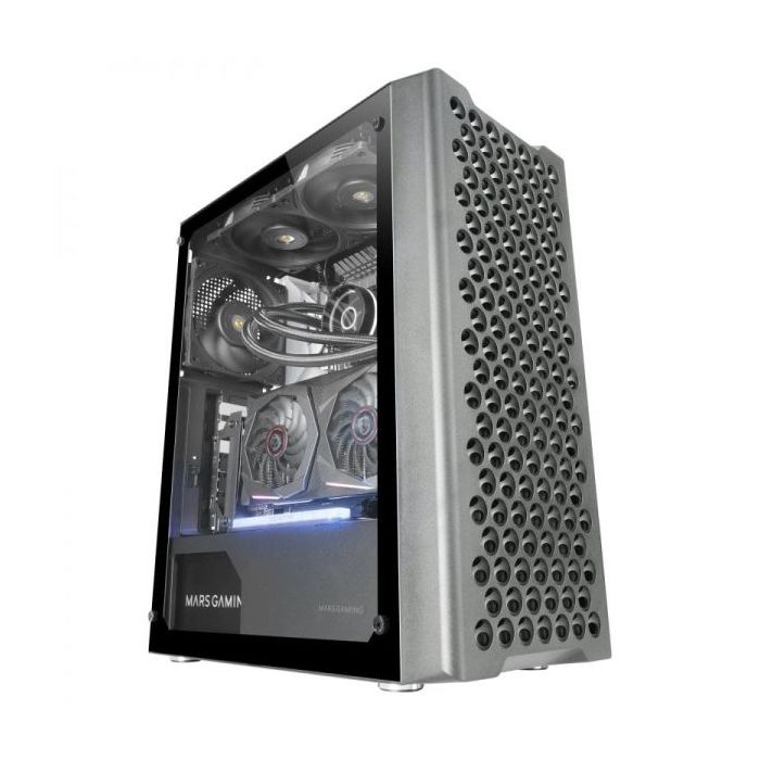 Mars Gaming MC-iPRO Caja Profesional - Cristal Templado - Flujo de Aire Superior - Compatible ATX - Gestion de Cableado - Conectividad Avanzada - Color Negro