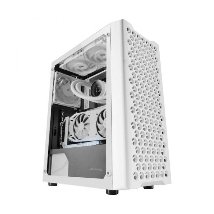 Mars Gaming MC-iPRO Semitorre Profesional - Cristal Templado - Rejilla 3D - Soporte ATX - Refrigeracion Avanzada - Conectividad USB 3.0 - Color Blanco