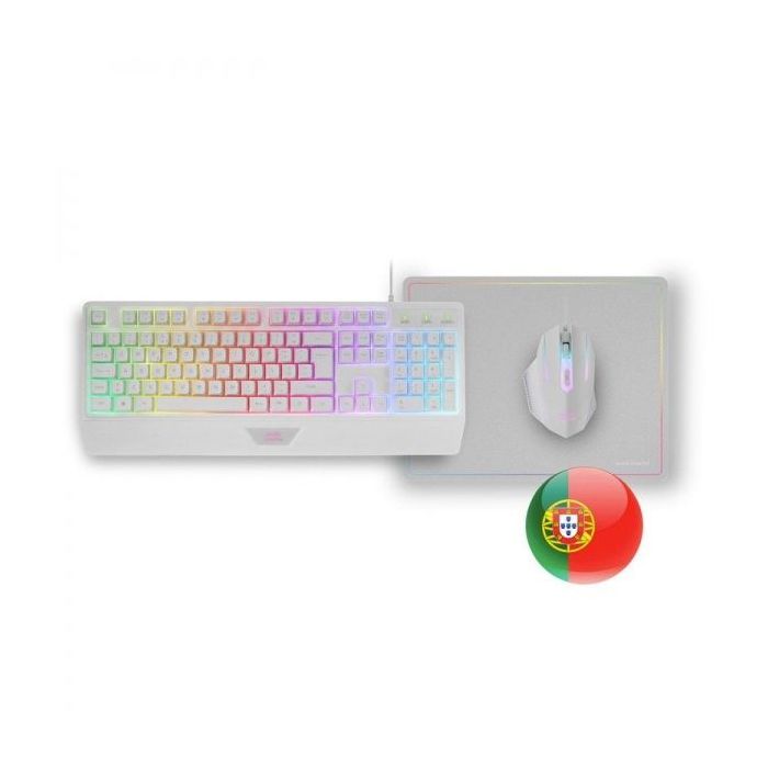 Mars Gaming MCP124 Combo Gaming 3en1 - Teclado H-Mech RGB - Raton RGB Switches HUANO - Alfombrilla Nanotextil Rainbow - Compatibilidad Multiplataforma - Color Blanco