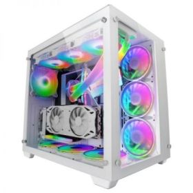 Mars Gaming MCV3 Caja Custom - Doble Ventana Cristal Templado - Capacidad XXL - Estructura Modular - Soporte Refrigeracion Liquida - Color Blanco