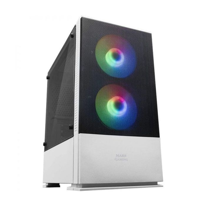 Mars Gaming MCZ Torre Gaming - Ventilacion Avanzada - Iluminacion RGB - Soporte Refrigeracion Liquida - Gestion de Cables Eficiente - Compatible microATX/Mini-ITX - Color Blanco
