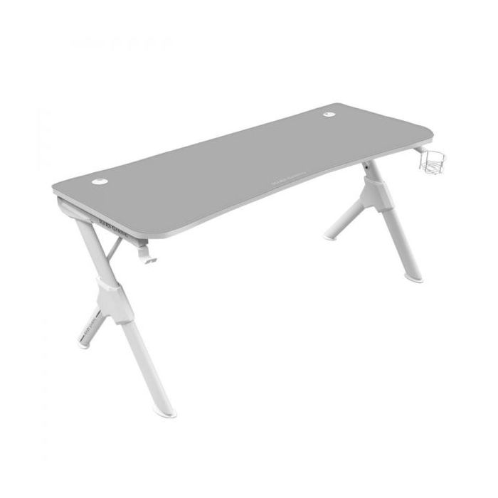 Mars Gaming MGD140 Mesa de Juego - Superficie Completa de Mousepad - Soporte para Auriculares - Portavasos Integrado - Color Blanco