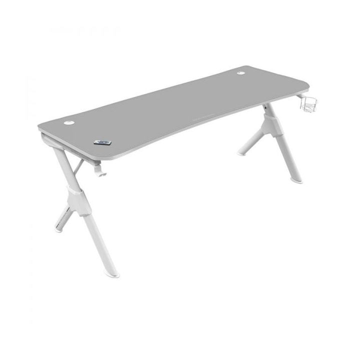 Mars Gaming MGDXL Mesa Gaming - Espacio para 3 Monitores - Estructura de Acero en Y - Soporta 100 kg - Acabado en Fibra de Carbono - Gestion de Cables - Color Blanco