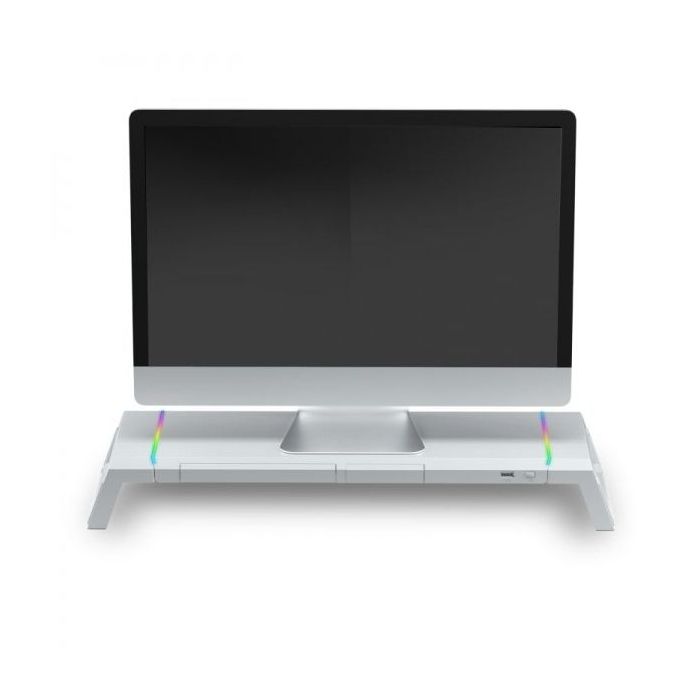 Mars Gaming MGS-ONE Soporte Monitor - Iluminacion CHROMA RGB - Tamaño Ajustable - Ergonomia Optima - Conector USB 2.0 - Stand para Smartphone - Color Varios