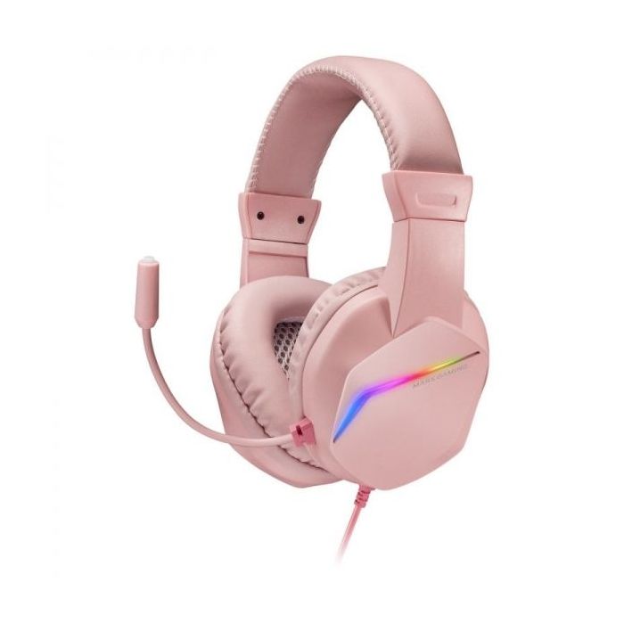 Mars Gaming MH122 Auriculares Gaming - Sonido Hi-Fi Ultra-Bass - Iluminacion FRGB - Cancelacion de Ruido Pasiva - Compatibilidad Multiplataforma - Color Rosa