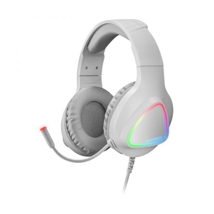 Mars Gaming MH122 Auriculares Gaming - Sonido Hi-Fi Ultra-Bass - Iluminacion FRGB - Cancelacion de Ruido Pasiva - Compatibilidad Total - Color Blanco