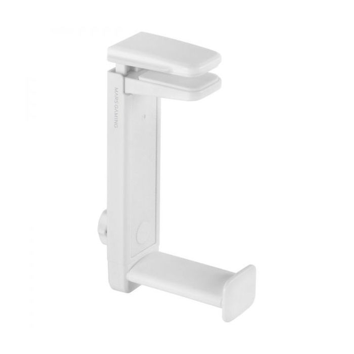 Mars Gaming MHH2 Soporte de Cascos - Instalacion Dual - Rotacion 360º - Sujeta Cables - Agarre Firme - Blanco - Color Blanco
