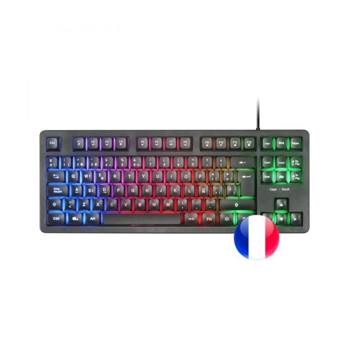 Mars Gaming MK023 Teclado Gaming - Tecnologia H-Mech RED - Iluminacion FRGB LED - Anti-Ghosting - Compatible con Windows, Linux, Consolas - Frances - Color Negro