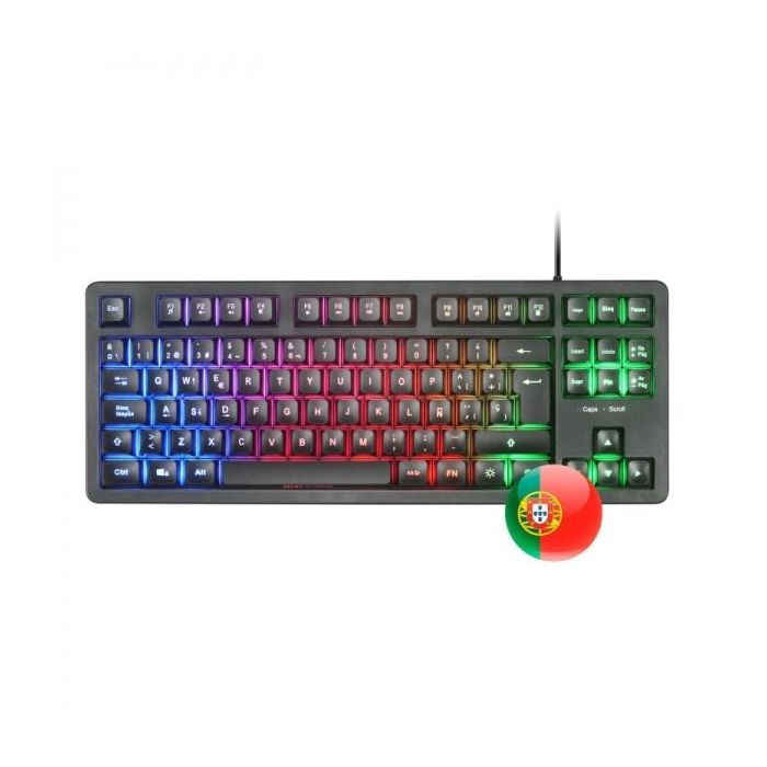 Mars Gaming MK023 Teclado Gaming - Tecnologia H-Mech RED - Iluminacion FRGB LED - Anti-Ghosting - Compatibilidad Universal - Estructura Robusta - Portugues - Color Negro