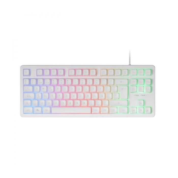Mars Gaming MK023 Teclado Gaming - Tecnologia H-Mech RED - Iluminacion FRGB - Anti-Ghosting - Compatibilidad Universal - Estructura Robusta - Color Blanco