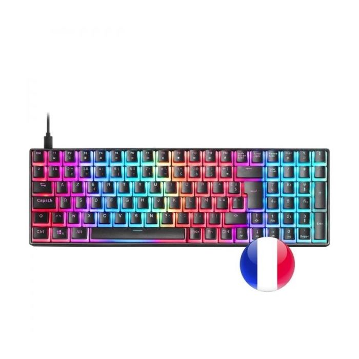 Mars Gaming MKULTRA Teclado Gaming Premium - Compacto 96% - Teclas PBT Pudding - Iluminacion FULL RGB CHROMA - Switches Mecanicos OUTEMU SQ - USB-C Extraible - Frances - Color Negro
