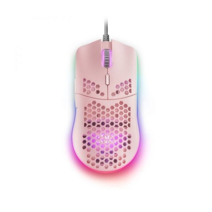 Mars Gaming MMAXP Raton Gaming - Sensor 12400 DPI - Iluminacion RGB Chroma - Switches HUANO - Cable Feather - Color Rosa