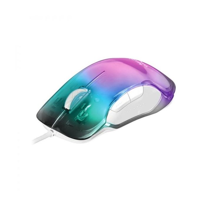 Mars Gaming MMGLOW Raton Gaming - Ultraligero 75g - Iluminacion RGB CHROMA-GLOW - Sensor 12800 DPI - Switches HUANO - Cable Feather Paracord - Color Varios