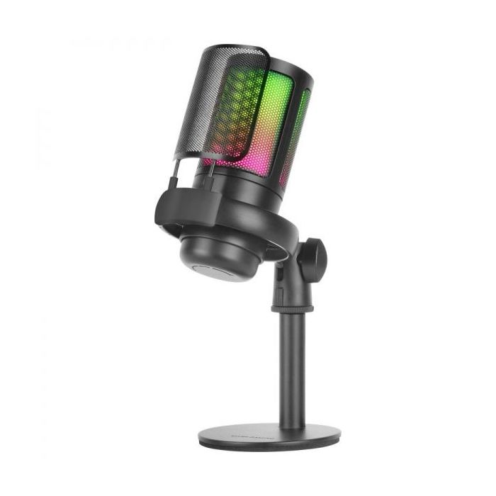 Mars Gaming ARGB MMIC-SE Microfono de Estudio - ADC 196kHz 24 bits - Condensador Cardioide - Monitoreo sin Latencia - Iluminacion ARGB - Controles Tactiles - Color Negro