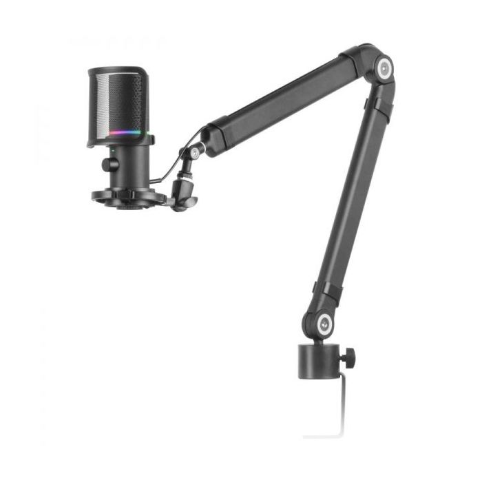 Mars Gaming MMIC-XT Microfono Personalizable - Modos Cardioide y Reduccion de Ruido - Brazo Regulable - Filtro Pop - Iluminacion ARGB - USB/3.5mm - Color Negro