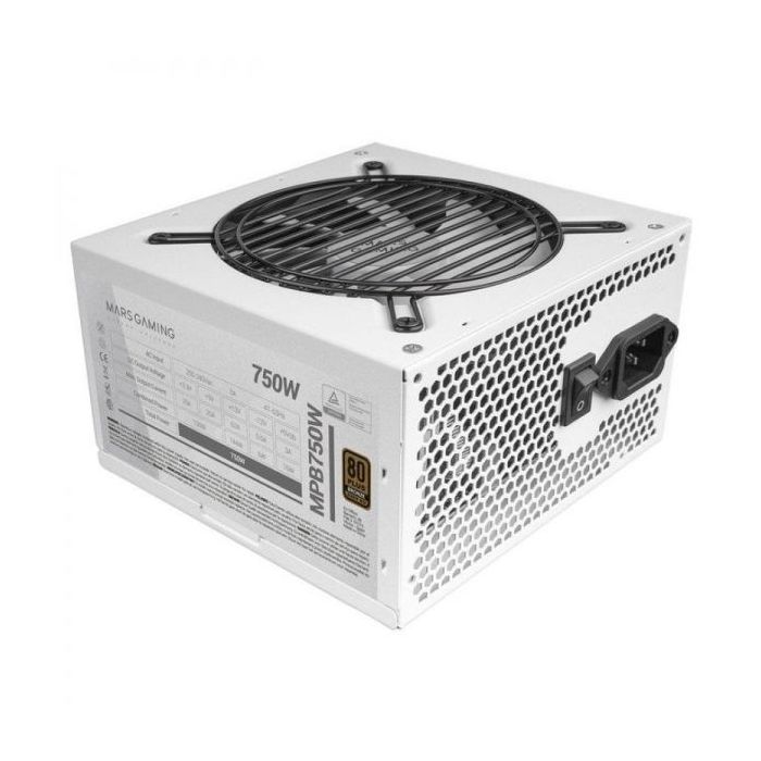 Mars Gaming MPB750 Fuente de Alimentacion - 750W - 80Plus Bronze - AI-RPM Silencioso - Cables Planos - Proteccion Avanzada - Certificacion TÜV Rheinland - Color Blanco