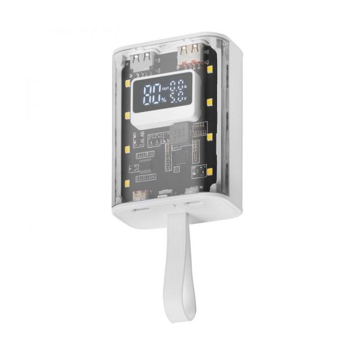 Mars Gaming MPK-10K Power Bank - 10000mAh - Carga Rapida QC3.0 - PD3.0 - Linterna LED - Carga 3 Dispositivos Simultaneamente - Color Blanco