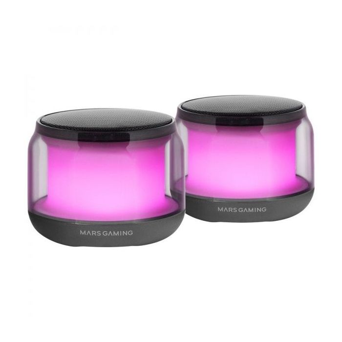 Mars Gaming MS-AURA Altavoces Bluetooth RGB - Sonido Envolvente 15W - DSP Personalizado - Iluminacion RGB 360º - Bluetooth 5.3 - Conexion Jack - Control Intuitivo - Color Negro