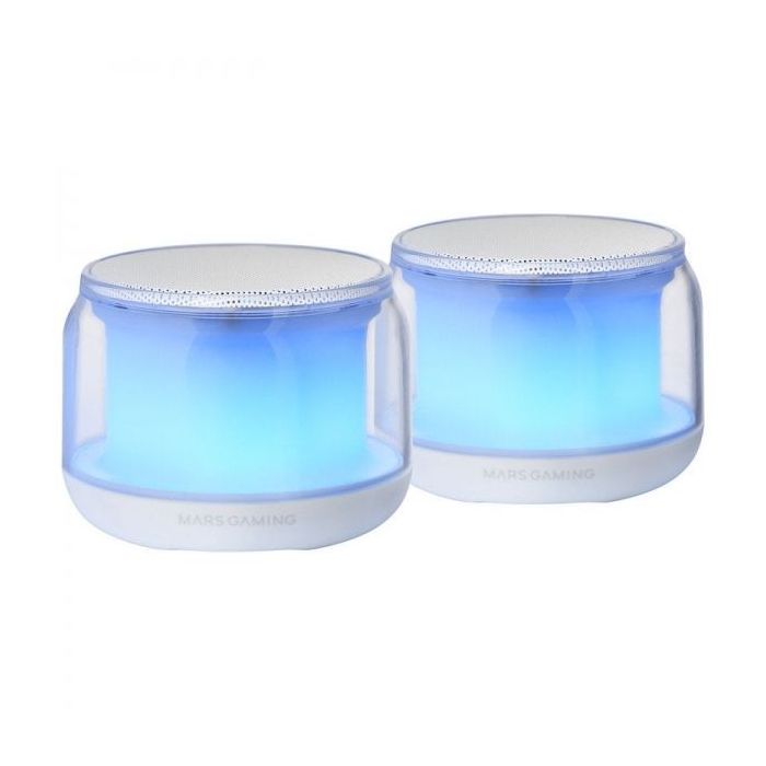 Mars Gaming MS-AURA Altavoces Bluetooth RGB - Sonido Envolvente 15W - DSP Personalizado - Iluminacion RGB 360º - Bluetooth 5.3 - Conexion Jack - Control Intuitivo - Color Blanco