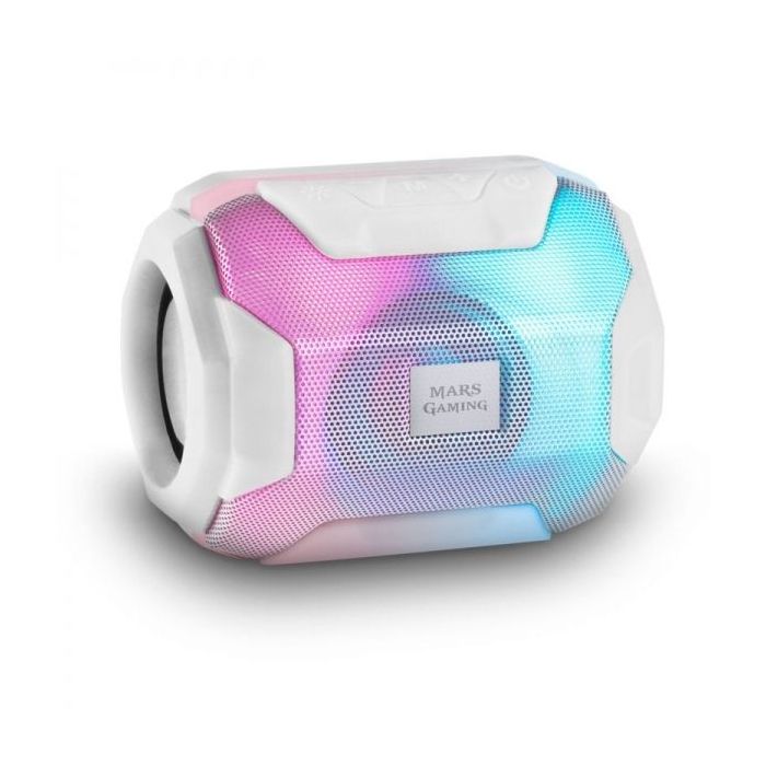 Mars Gaming SoundBlast Altavoz Portatil - Sonido Impactante - Drivers Activos y Pasivos Ultra-BASS - Bluetooth 5.0 - USB y MicroSD - 8 Horas de Autonomia - Color Blanco