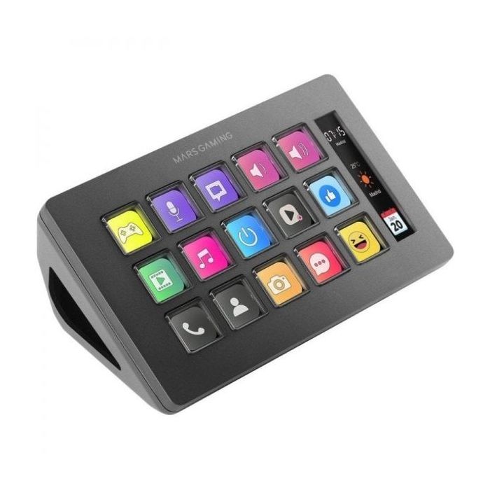 Mars Gaming MSD-ONE Dispositivo Slim Compacto - Pantalla LCD Ampliada - Software Personalizable - Compatible con Windows y Mac - Color Negro