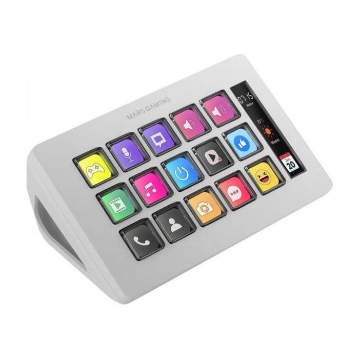 Mars Gaming MSD-ONE Dispositivo Compacto - Pantalla LCD Ampliada - Software Personalizable - Compatible con Windows y Mac - Ideal para Streaming y Gaming - Color Blanco