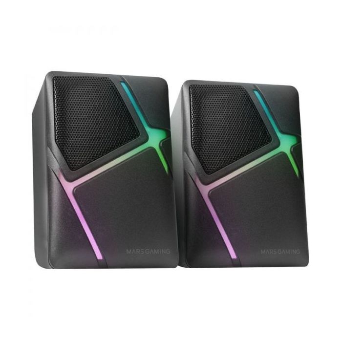 Mars Gaming MS-H Altavoces Compactos - Sonido Envolvente 10W - Iluminacion RGB Flow - Drivers Invertidos 3D-Surround - Control de Volumen Rapido - Conexion USB/Jack - Color Negro