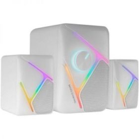 Mars Gaming MS-H21 Altavoz Gaming - Sonido 2.1 35W - Drivers 3D Surround - Iluminacion RGB - Control Volumen Frontal - Conexion Plug - Play - Color Blanco