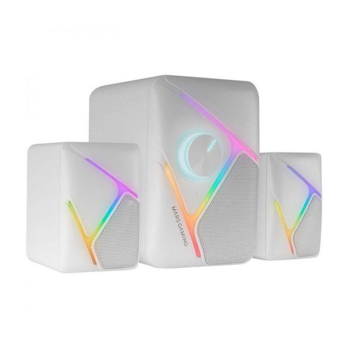 Mars Gaming MS-H21 Altavoz Gaming - Sonido 2.1 35W - Drivers 3D Surround - Iluminacion RGB - Control Volumen Frontal - Conexion Plug - Play - Color Blanco