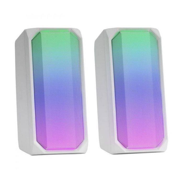Mars Gaming MSRGB Altavoces Gaming - 15W Potencia - RGB FULL MESH - Bluetooth 5.0 - DSP Sonido Multi-nivel - Caja de Control Tactil - Color Blanco
