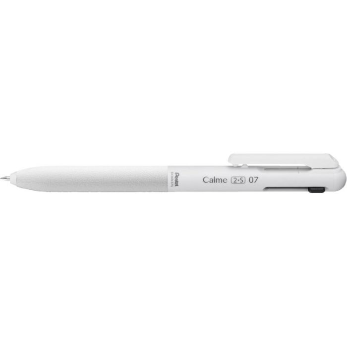 Pentel Calme Boligrafo Multifuncion Retractil de 2 Colores 0.7mm + Portaminas 0.5 HB - Cuerpo Color Blanco - Colores Tinta Rojo y Negro