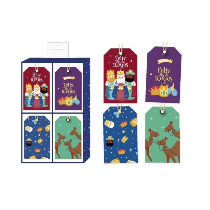 Bismark Pack de 24 Etiquetas Colgantes para Regalos - 4 Diseños Navideños - Incluyen Cordon