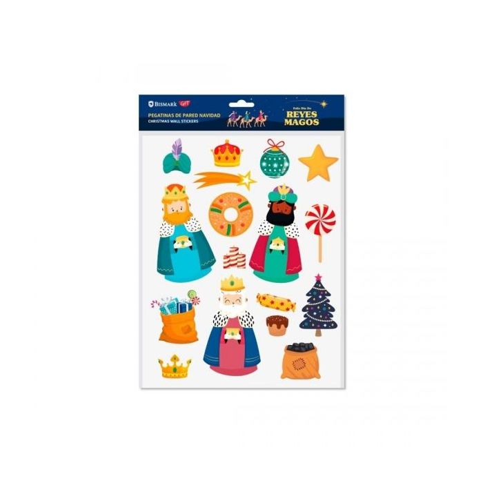 Bismark Pack de Pegatinas de Pared Navideñas - Incluyen los 3 Reyes Magos - Diseños Surtidos