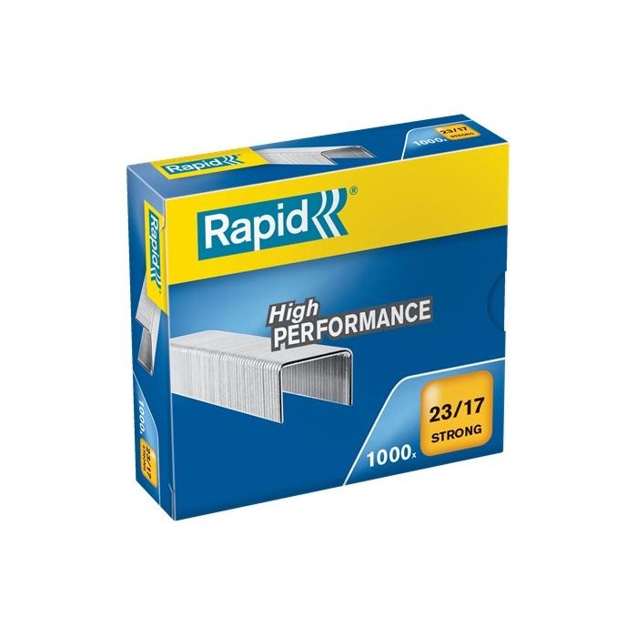 Rapid Strong Caja de 1000 Grapas 23/17 - De 110 a 140 Hojas - Alambre Reforzado Galvanizado - Patilla de 17mm