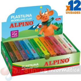 Alpino Expositor de 12 Pastillas de Plastilina 150gr - Muy Flexible - Pueden Mezclarse - Sin Gluten - Colores Surtidos-1