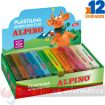 Alpino Expositor de 12 Pastillas de Plastilina 150gr - Muy Flexible - Pueden Mezclarse - Sin Gluten - Colores Surtidos